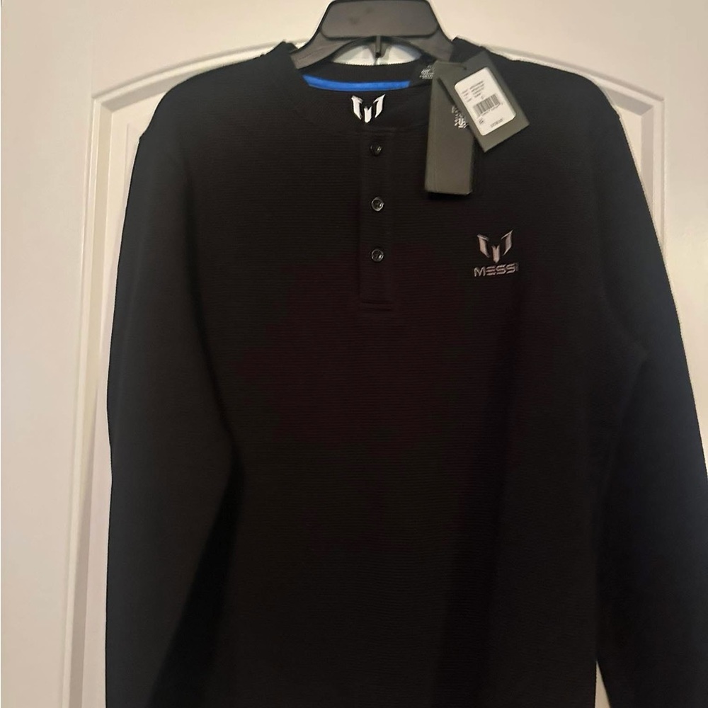Messi Men's Black Long-Sleeve Henley